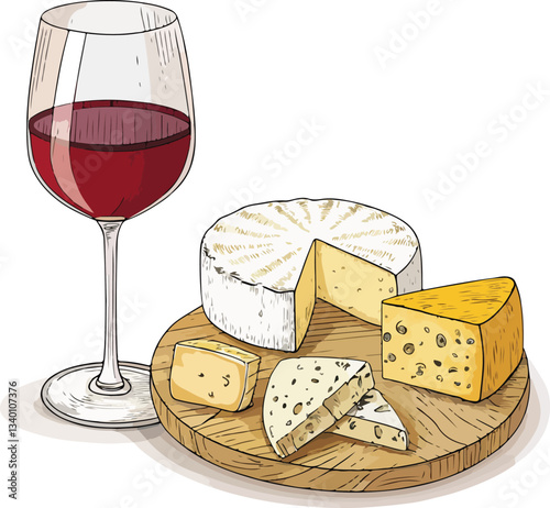 Elegant Wine and Cheese Vector Illustration Collection for Gourmet Design