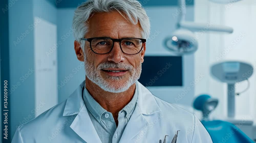 Smiling dentist in modern clinic environment Smiling dentist in modern clinic environment