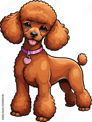 Adorable Black & Red Poodle Dog Design Set, Playful, Elegant Canine Artwork