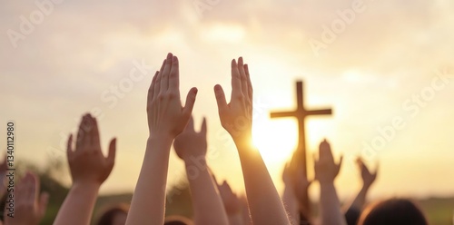 Christian devotion essence: faith expression, religious reverence, prayerful worship, biblical teachings, sacred ceremony, divine almighty presence, church spirituality, Jesus Christ veneration.