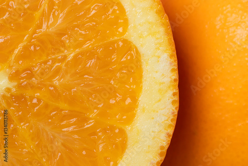 Close up orange pulp texture. Top view