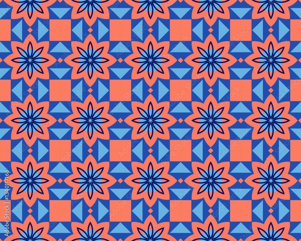 Fototapeta premium Oriental ethnic seamless repeatable pattern traditional geometric lines stripes background Design