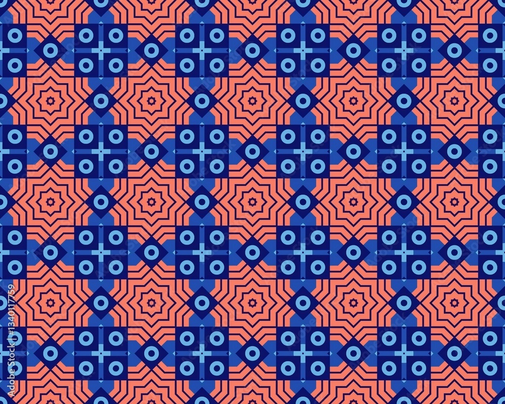 Fototapeta premium Oriental ethnic seamless repeatable pattern traditional geometric lines stripes background Design