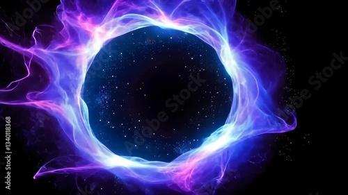 Vibrant electric energy circle in deep space