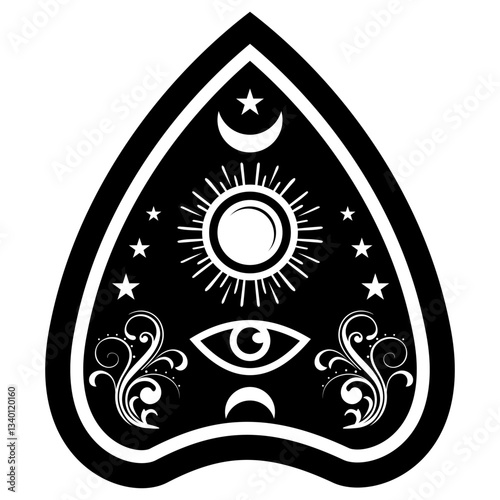 Ouija Planchette | Illuminati | Spirit of the Glass | Game of the Spirit | Spiritual | Spiritualism | Calling Spirit | Halloween | Original Illustration | Vector and Clipart | Cutfile and Stencil