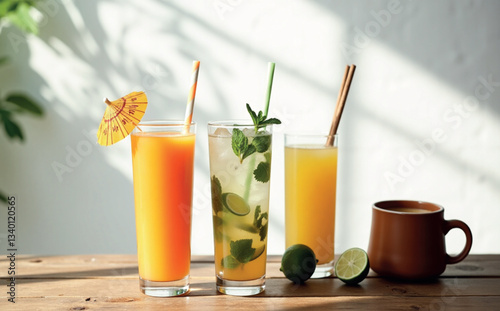 Three Fresh Fruit Smoothies in a Row