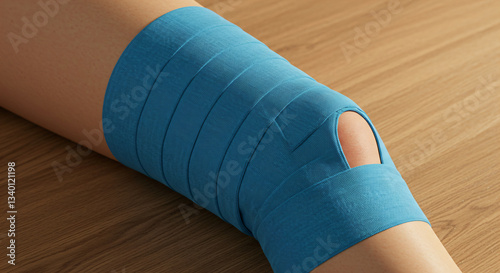  Knee wrapped in compression bandage