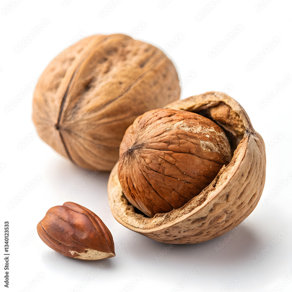 Walnuts and nutcracker on white background Walnuts and nutcracker on white background