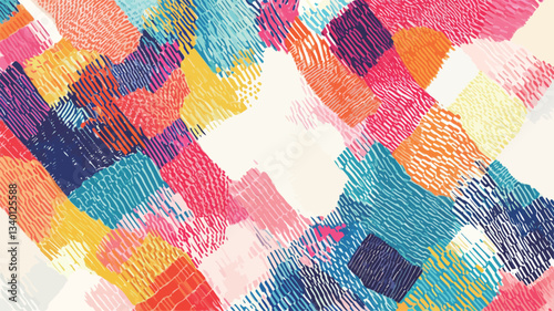 The image showcases an abstract composition featuring a multitude of colorful paint strokes.  The strokes are varied in width and direction, creating a dynamic and energetic visual effect.  The