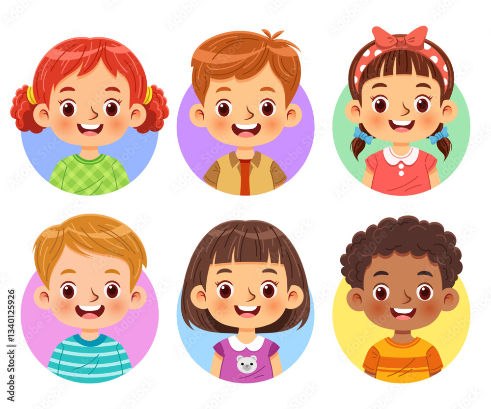 Cute children with diverse appearances, joyful expressions, bright eyes, and wide smiles Cute children with diverse appearances, joyful expressions, bright eyes, and wide smiles