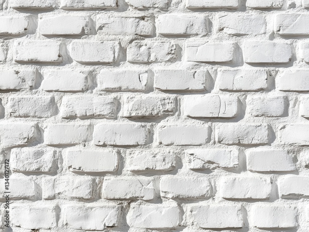 Fototapeta premium Modern Photorealistic Interior Featuring a Crisp White Brick Wall with Minimalist Design Perfect for Creative Photo Manipulations and Virtual Backgrounds