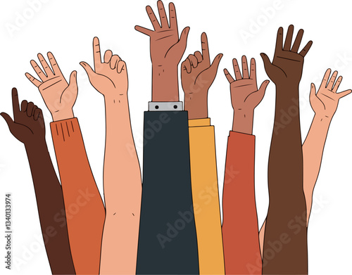 Diverse Hands Raised