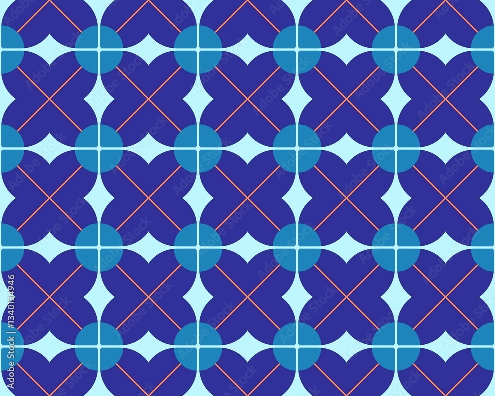 Fototapeta premium Oriental ethnic geometric seamless Tile pattern made with various traditional elements style design
