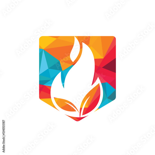 Fire leaf vector logo design. Eco green alternative energy logo design vector template.