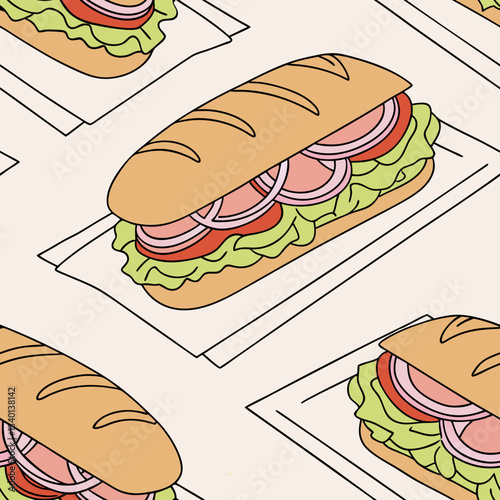 A delicious freshly made ham sandwich on a crispy for National Hoagie Day