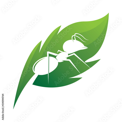 Ant with leaf vector logo design