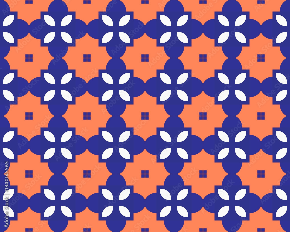 Fototapeta premium Seamless Geometric Pattern with Floral Shapes
