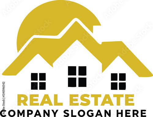Real estate design element, Building construction logo design, Real Estate logo, Real estate with modern concept home building logo design inspiration
