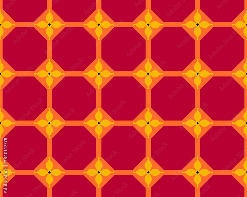 Naklejka premium Vibrant Geometric Pattern with Diamonds and Dots