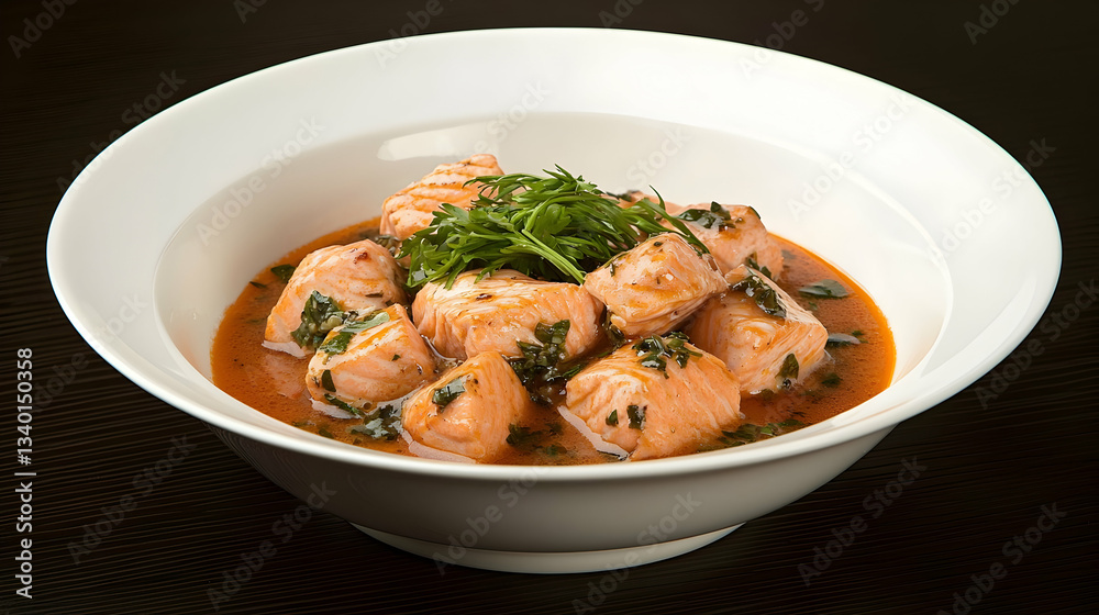 Deliciously Prepared Salmon Dish with Fresh Herbs Ready to Be Served Deliciously Prepared Salmon Dish with Fresh Herbs Ready to Be Served