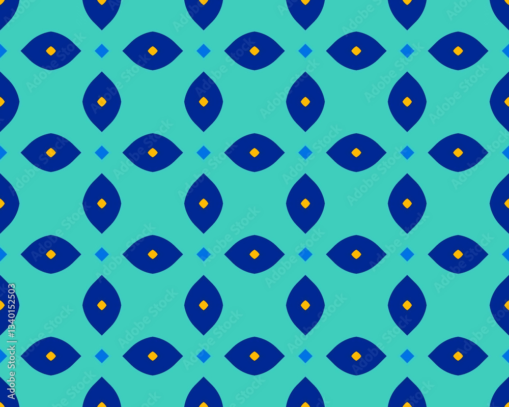 Seamless Blue Diamond Pattern on Teal Background Seamless Blue Diamond Pattern on Teal Background