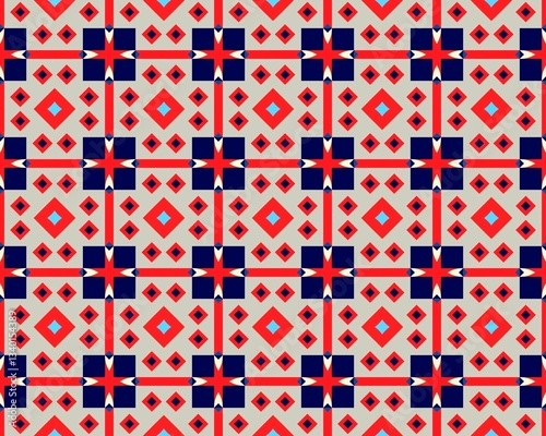 Wallpaper Mural Geometric Red and Blue Diamond Pattern Torontodigital.ca