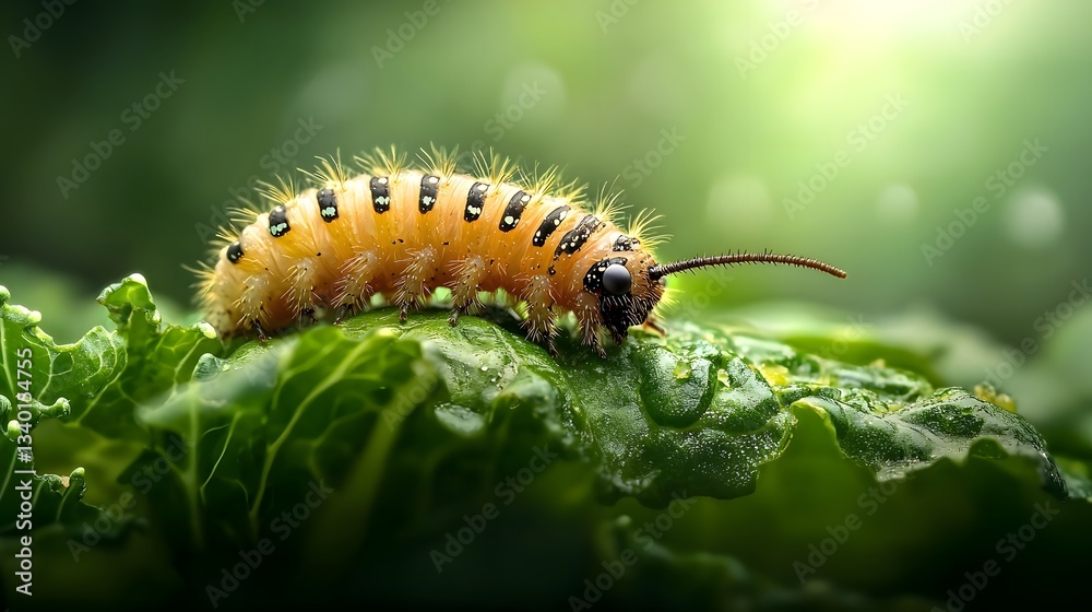 close up of a cabbage looper caterpillar crawling on a damaged green cabbage leaf its body perfectly blending with the natural foliage texture and patterns Concept of nature environment invertebrate close up of a cabbage looper caterpillar crawling on a damaged green cabbage leaf its body perfectly blending with the natural foliage texture and patterns Concept of nature environment invertebrate