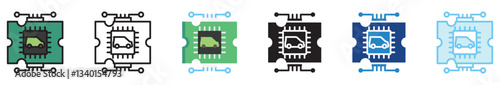 Control Unit multi style, mini illustration icon set. outline, flat, glyph, line color, UI, UX, app and web, digital or print. vector EPS 10 related to EV, electric car, transportation.