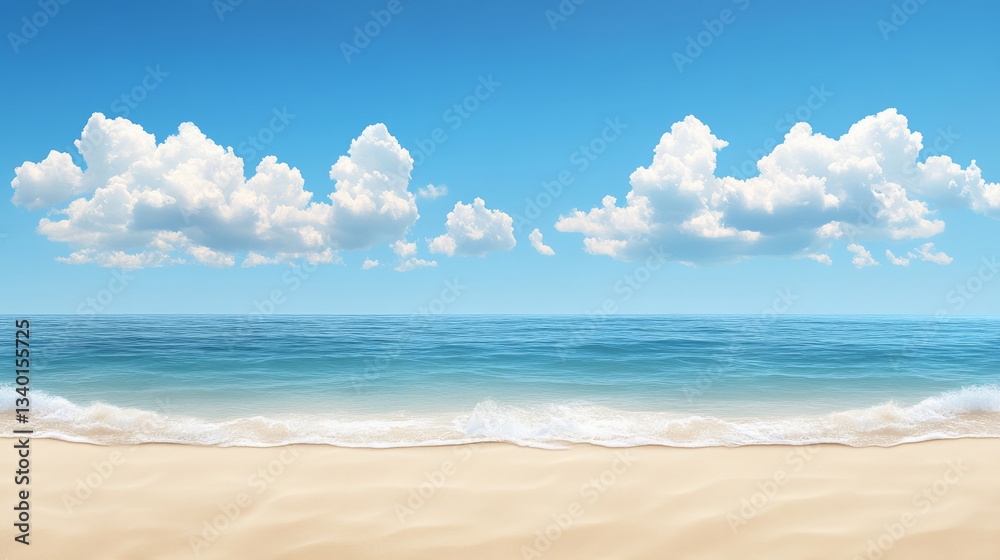 custom made wallpaper toronto digitalserene beach scene with soft waves and fluffy clouds under clear blue sky