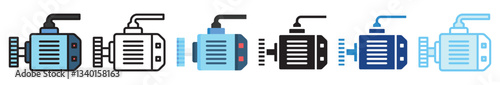 Motors multi style, mini illustration icon set. outline, flat, glyph, line color, UI, UX, app and web, digital or print. vector EPS 10 related to EV, electric car, transportation.