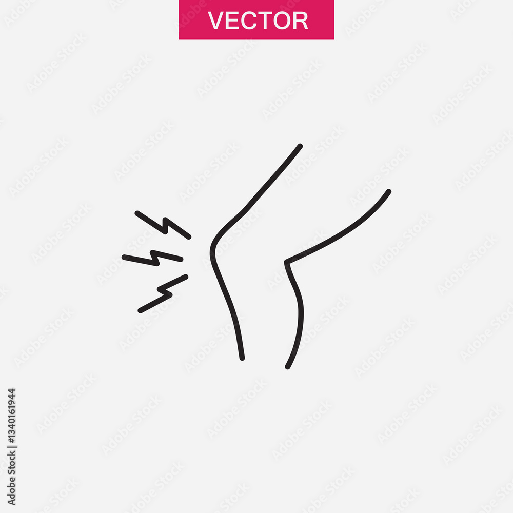 Knee pain icon, vector simple linear illustration for web and app..eps Knee pain icon, vector simple linear illustration for web and app..eps
