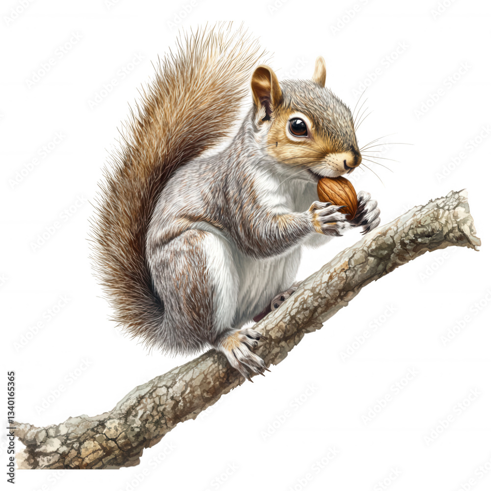 Squirrel Sitting on a Tree Branch Holding a Nut Squirrel Sitting on a Tree Branch Holding a Nut