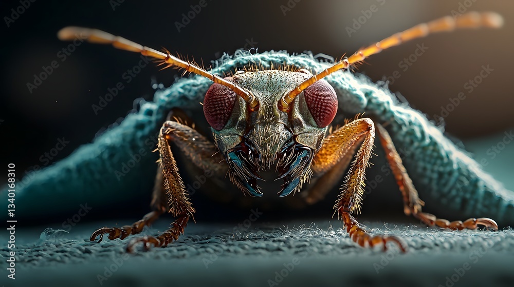 Fototapeta premium Close up of a Kissing Bug Hiding Under a Bed Sheet a Known Carrier of the Deadly Chagas Disease Medical and Healthcare Concept with Copy Space for Text