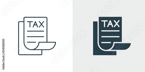 Tax Document Icon Vector Illustration. Concept of Tax Form, Tax Bill, Tax Return symbol in Outline and Filled