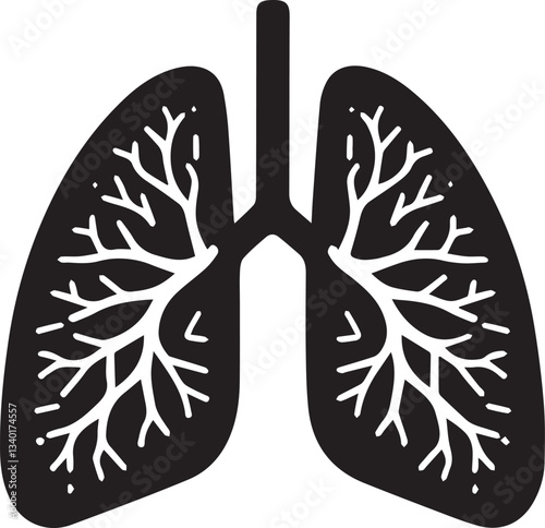 Human Lung Anatomy logo, Human Lung Anatomy silhouette vector black and white