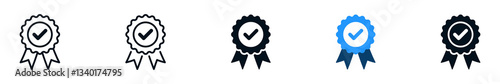 award ribbon check mark icon tick symbol, premium quality icon sign - medal, prize, badge, ribbon. web vector icon