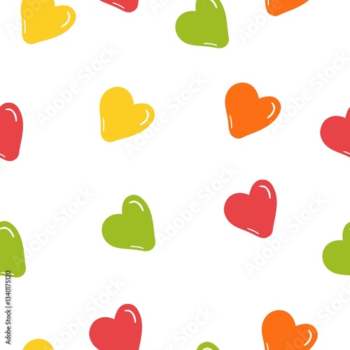 Seamless pattern with colorful hearts background