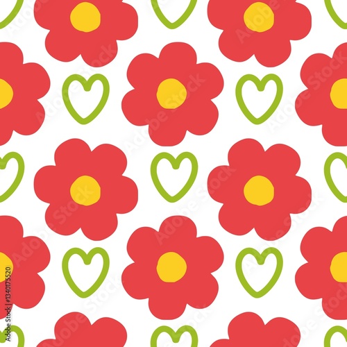 Trendy floral and love seamless pattern