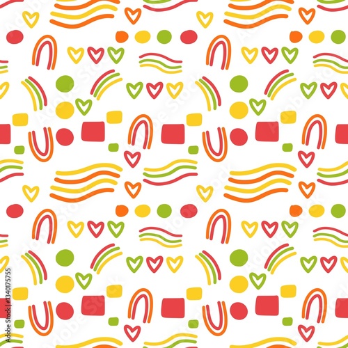Abstract colorful seamless pattern. Creative minimalist style art background for children