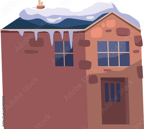 House building under snow vector illustration