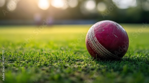 Cricket stadium with ball, dynamic motion shot of the cricket player.