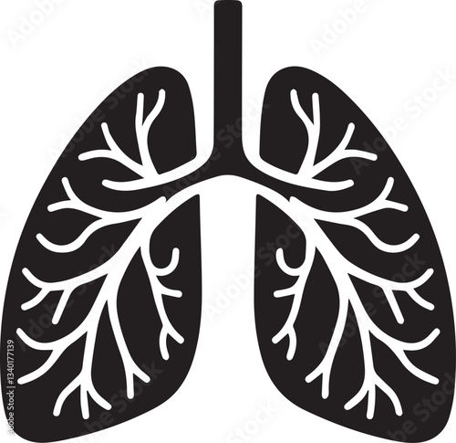 Human Lung Anatomy logo, Human Lung Anatomy silhouette vector black and white