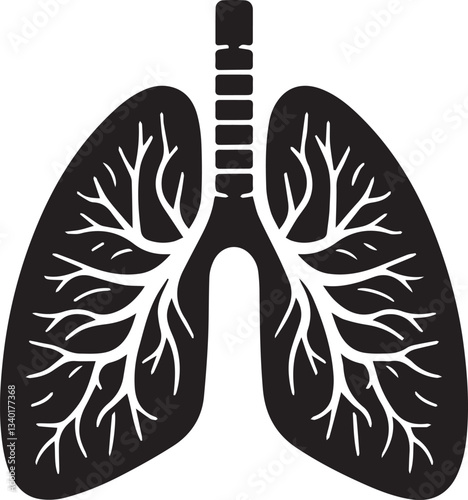 Human Lung Anatomy logo, Human Lung Anatomy silhouette vector black and white