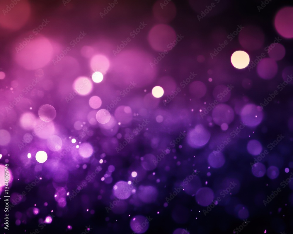 Dark purple bokeh lights scattered across the background with soft blurred effects for a dreamy atmosphere.