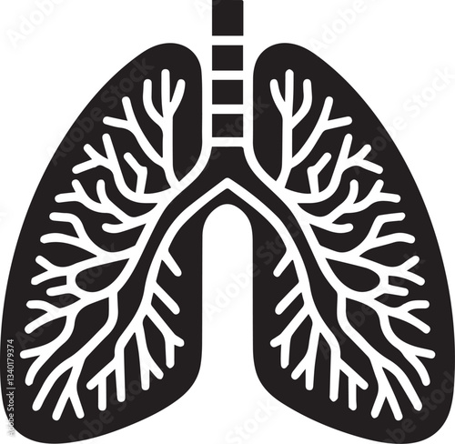 Human Lung Anatomy logo, Human Lung Anatomy silhouette vector black and white