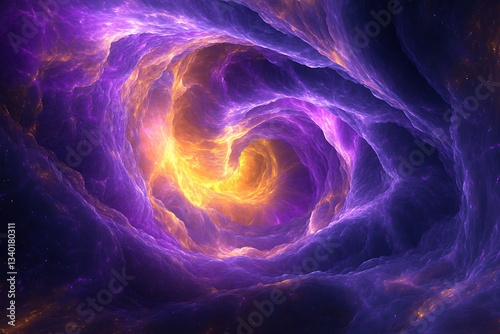 Cosmic portal with swirling violet and gold energy waves glossy obsidian frame starry void beyond electric scifi mystery vibrant otherworldly allure photo