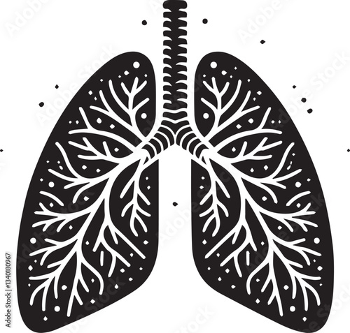 Human Lung Anatomy logo, Human Lung Anatomy silhouette vector black and white