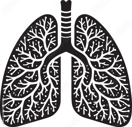 Human Lung Anatomy logo, Human Lung Anatomy silhouette vector black and white
