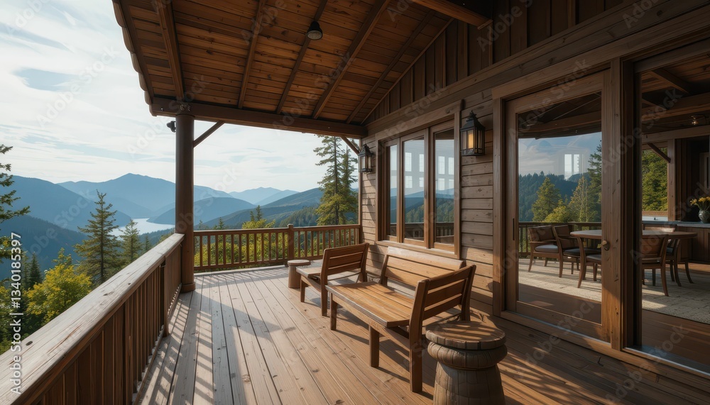 Cozy Mountain Cabin with Scenic View from Wooden Decking Area Cozy Mountain Cabin with Scenic View from Wooden Decking Area