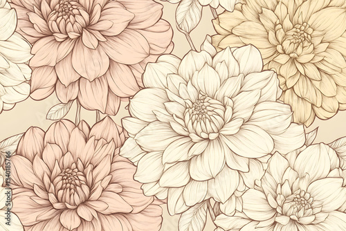 Wallpaper Mural Elegant Dahlias Bloom Beautifully in Beige Torontodigital.ca